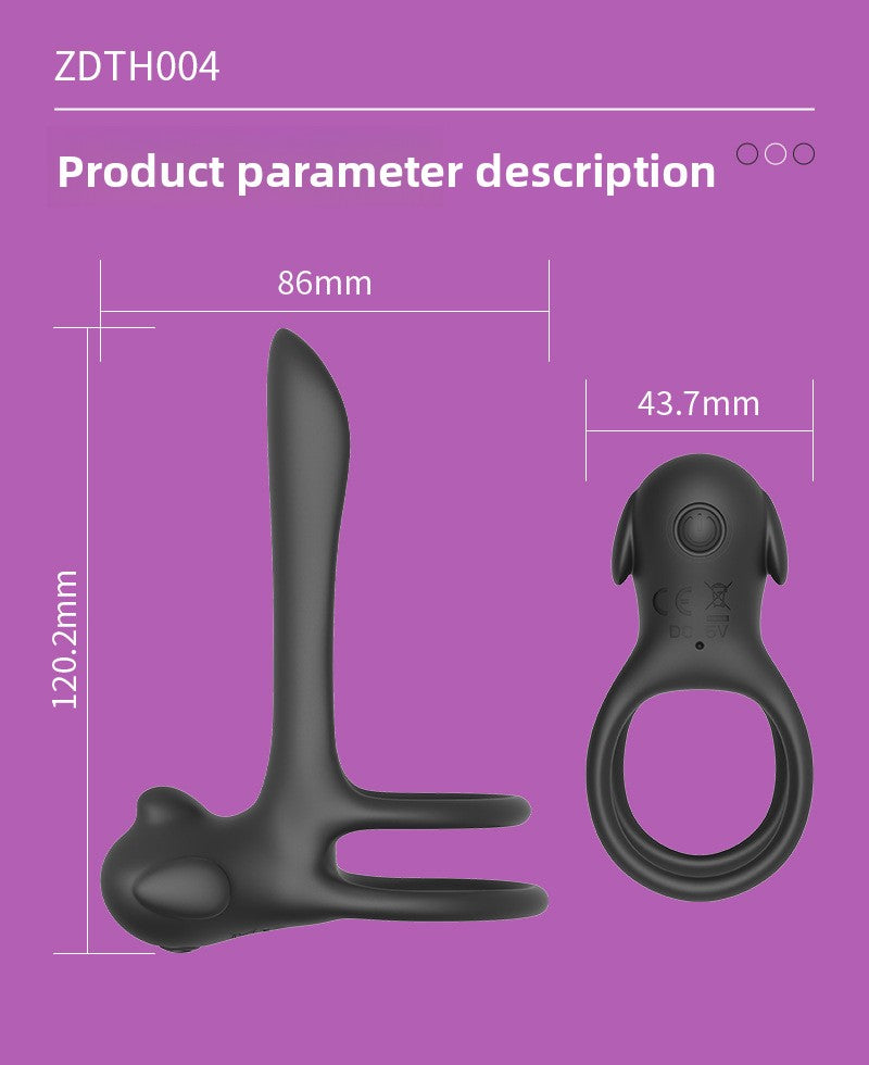 Unisex Vibrating Delay Licking Dog Electric Semen Locking Ring Double Ring Penis Sleeve Wireless Adult Male Products Toys