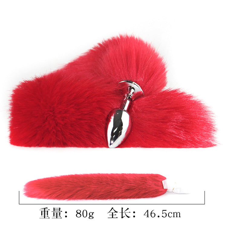Sexy SM Props Small Metal Anal Plug Solid Color Fox Tail Anal Plug Back Court Development Training Adult Supplies