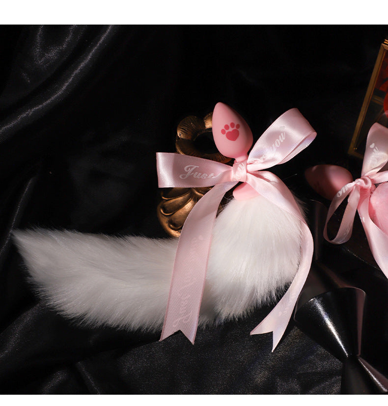Sex Toys Props Anal Plug Silicone Cat Claw Bow Tail Back Court Props Female Toys Adult Products