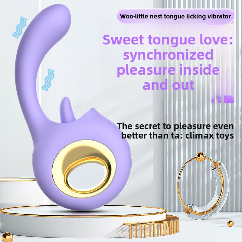 Female Dormitory Masturbation G-Spot Clitoris Dual Strong Vibration Vagina Tongue Licking Vibrator for Women