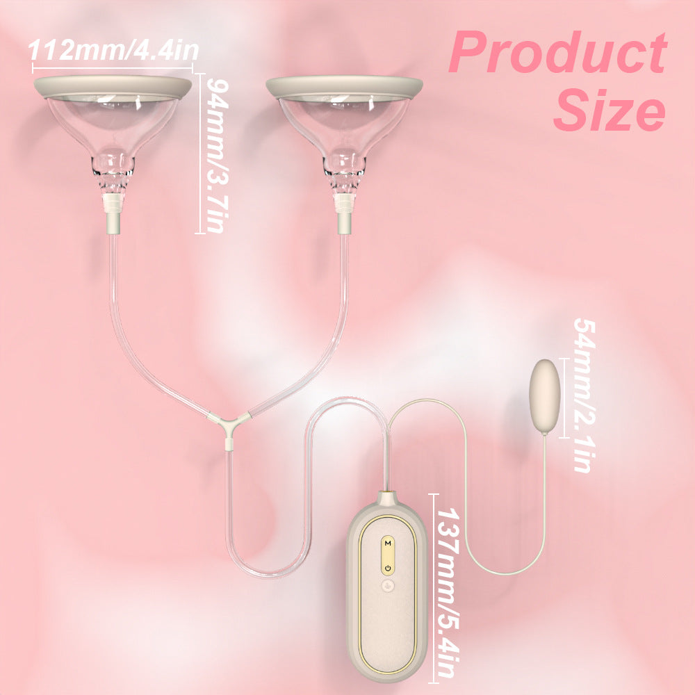 Double Cover Breast Suction Vibrator Strong Vibration Female Masturbator Shared Toy
