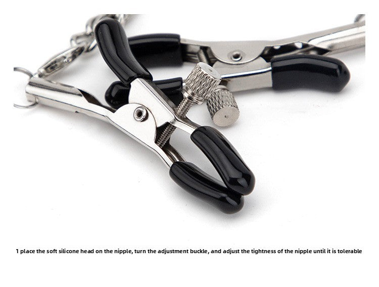SM Props Female Slave Training Sex Tools Long Chain Nipple Clamps Double Peak Breast Clamps Adult Products Sex Toys