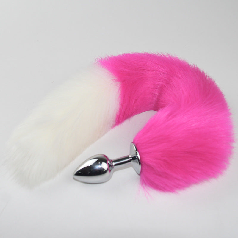 Color Block Fox Tail Anal Plug for Women Back Court Development Erotic Anal Plug SM Props Metal Anal Plug Adult Products