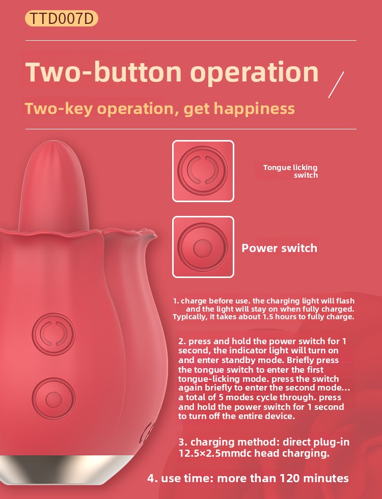 Rose Tongue Licking Vibrator Clitoral Stimulation Nipple Teasing Female Masturbator