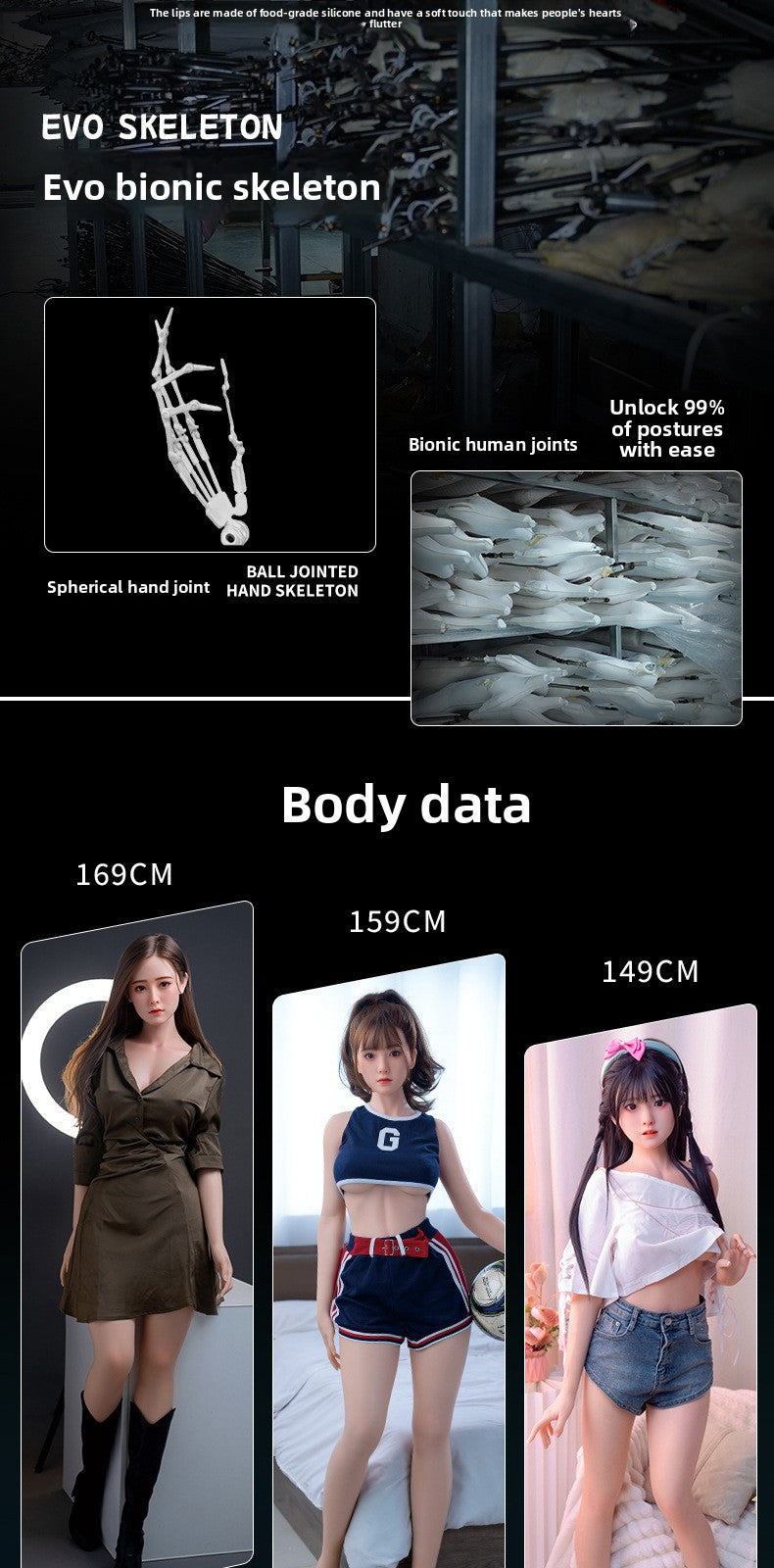 Silicone Doll Full Body Entity Non-Inflatable Smart Adult Sex Products Entity Doll for Men