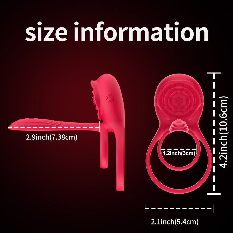Hot-selling Rose Flower Wearable Vibrating Locking Semen Ring for Couples, Male Use
