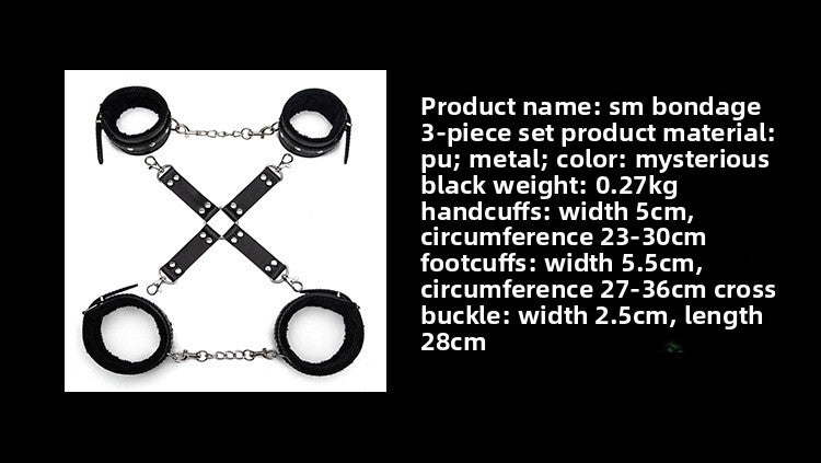 Sex Toys SM Props Back Binding Cross Buckle Plush 3-Piece Set SM Training Binding Handcuffs Footcuffs Adult