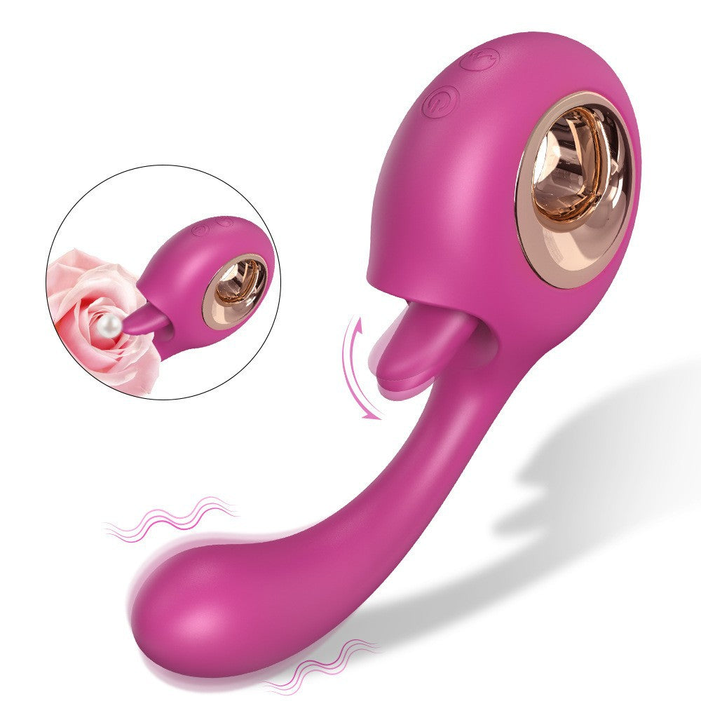 Female Dormitory Masturbation G-Spot Clitoris Dual Strong Vibration Vagina Tongue Licking Vibrator for Women