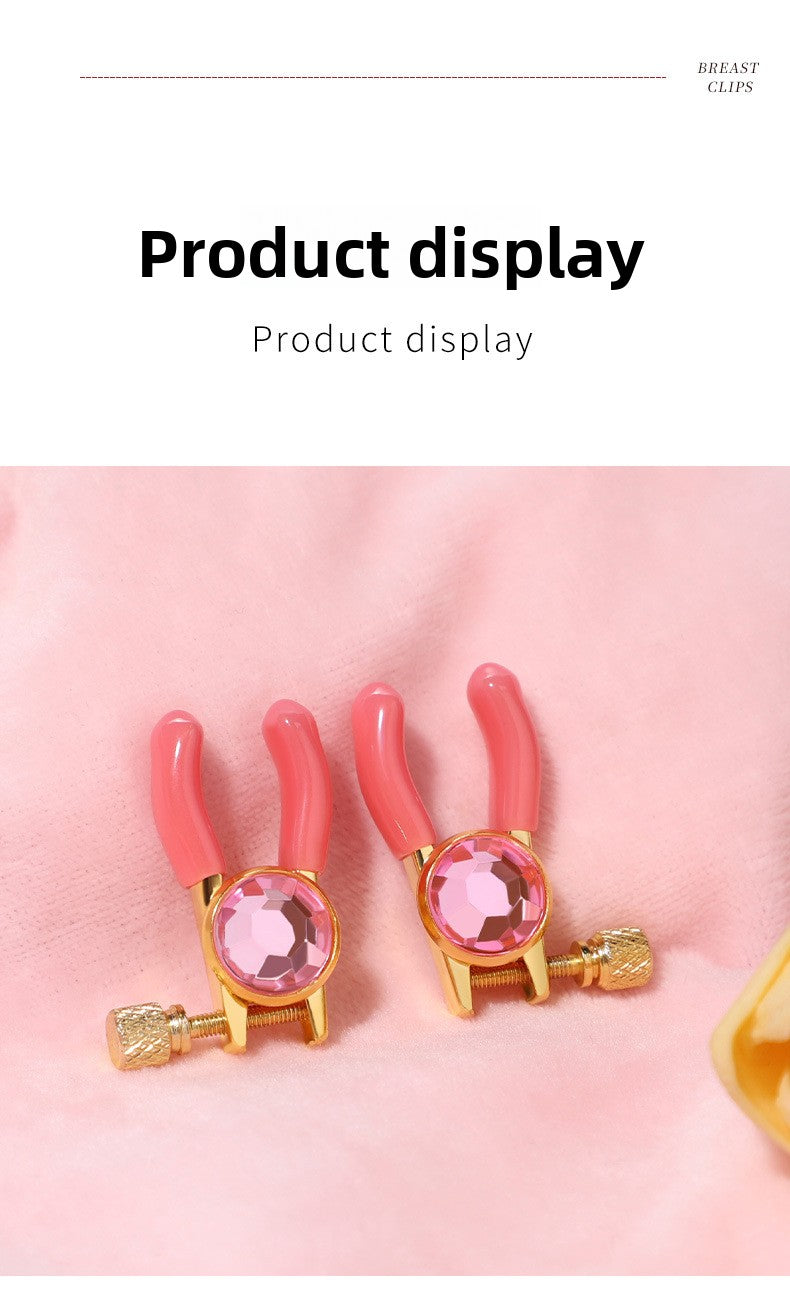 Sexy SM Props Gemstone Bell Nipple Clamps for Women Flirting Teasing Nipple Clips Tassel Chain Clips