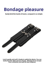 SM Props Sexy Plush Handcuffs Couple Binding Restraint Sex Toys Black Leather Handcuffs Alternative Adult Products