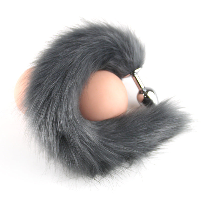 Sexy SM Props Small Metal Anal Plug Solid Color Fox Tail Anal Plug Back Court Development Training Adult Supplies