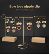 Sexy Props Supplies Bowknot Love Breast Clip Female Wearable Chest Flirting Teasing Stimulating Adult Products