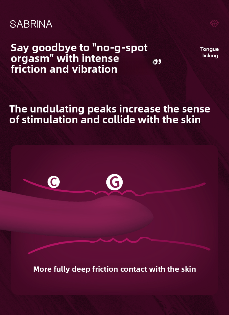 Sabrina Realistic Tongue Licking Sucking Inserting Vibrator for Men and Women Rechargeable