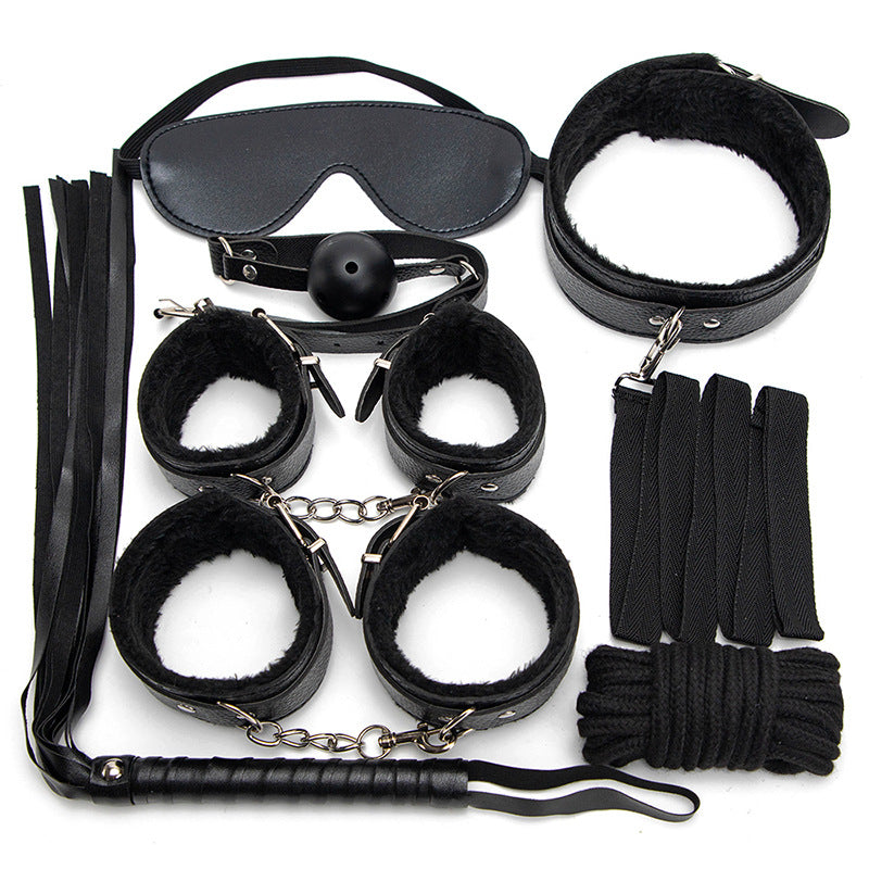 Sexy Plush SM Set Adult Products Couple Training Handcuffs Binding Restraint 7-Piece Set Alternative Sex Toys