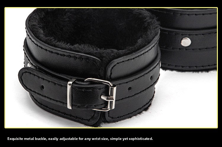 Sex Toys SM Props Back Binding Cross Buckle Plush 3-Piece Set SM Training Binding Handcuffs Footcuffs Adult