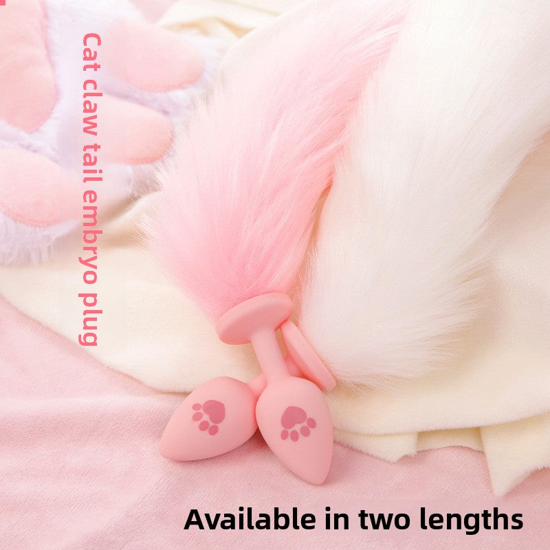 SM Sex Toys Fox Tail Anal Plug Cat Paw Silicone Anal Plug Pink Fur Ball Anal Plug Alternative Adult Products