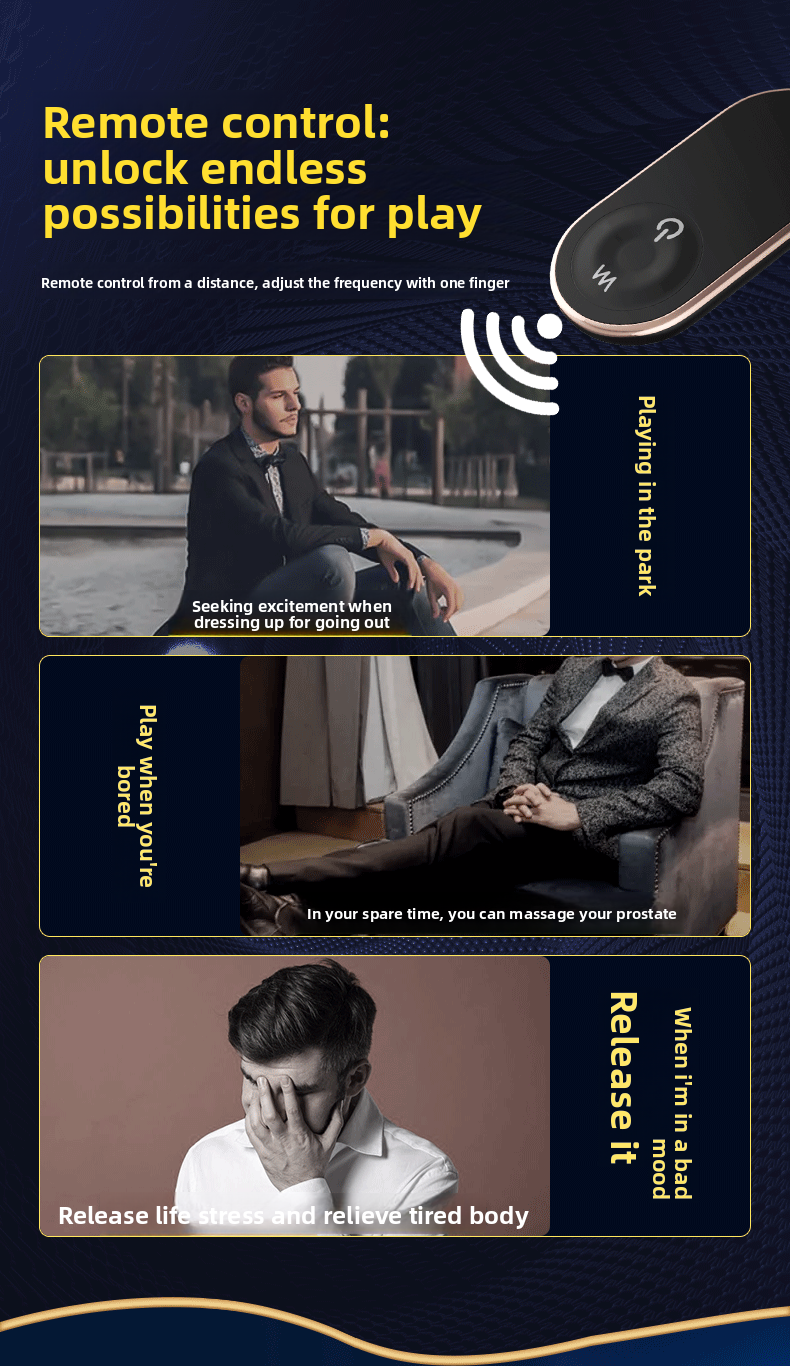 Male Prostate Massager Double Ring Semen Locking Ring Wireless Remote Control Current Back Court Supplies Vibrating Anal Plug