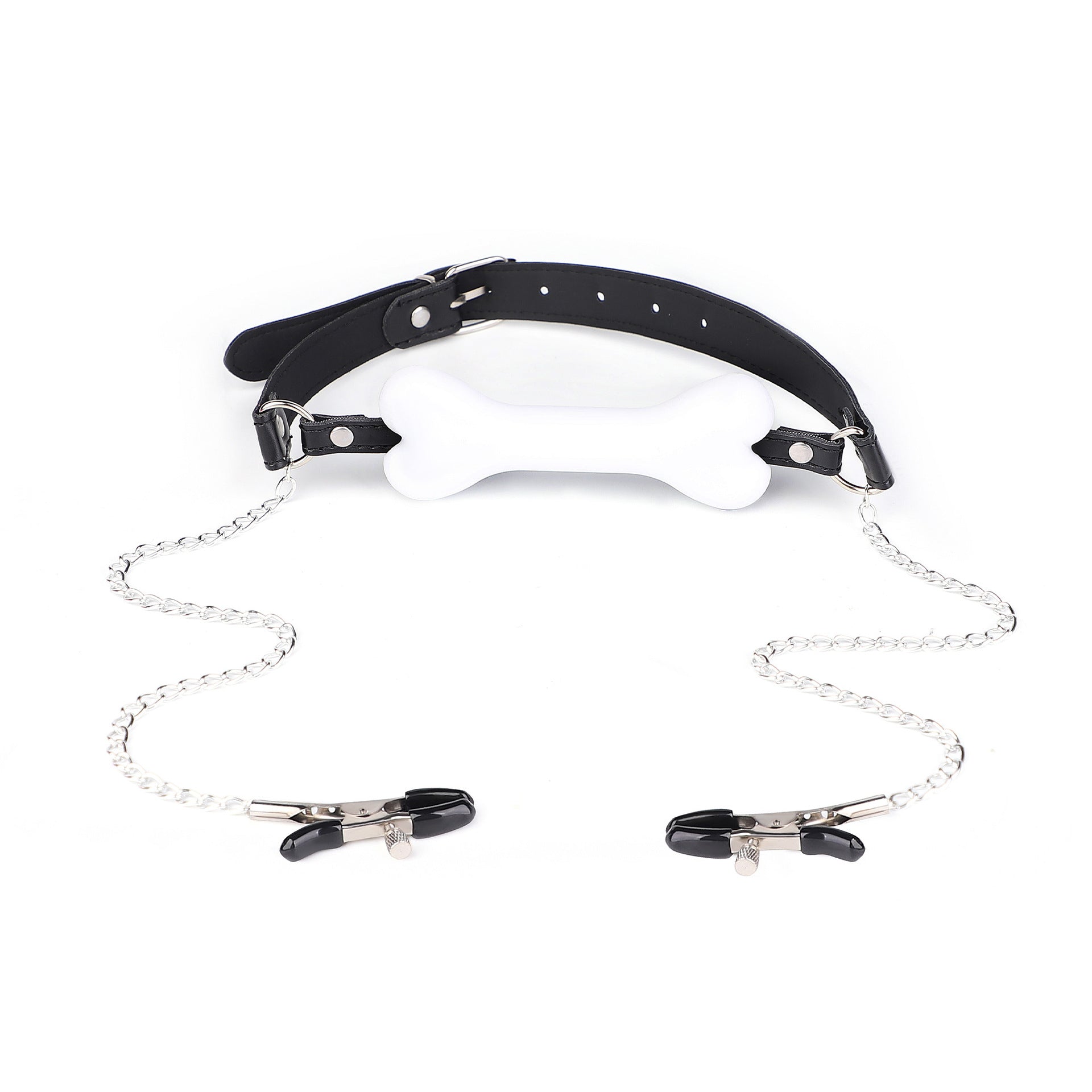 Erotic SM Props Bone Mouth Gag Humiliation Training Silicone Mouth Ball Erotic Nipple Clamps Mouth Cage Alternative Adult Products