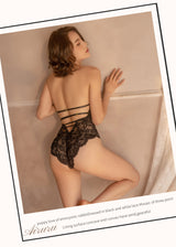 Sexy Lingerie Sexy Bodysuit Adult Lace Open Crotch No Need to Take Off Breast Hanging Neck Small Chest Plus Size Women's Set