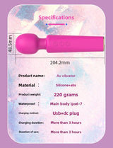 Female AV Wand Vibration 20 Frequency 8 Speed Handheld Massage Wand USB Charging Foreign Trade Hot Selling Sex Toys