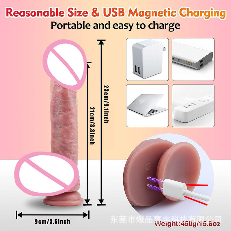 Liquid Silicone High Realistic Vibration Telescopic Heatable Simulation Dildos Female Masturbator Vibrator Couple Fun