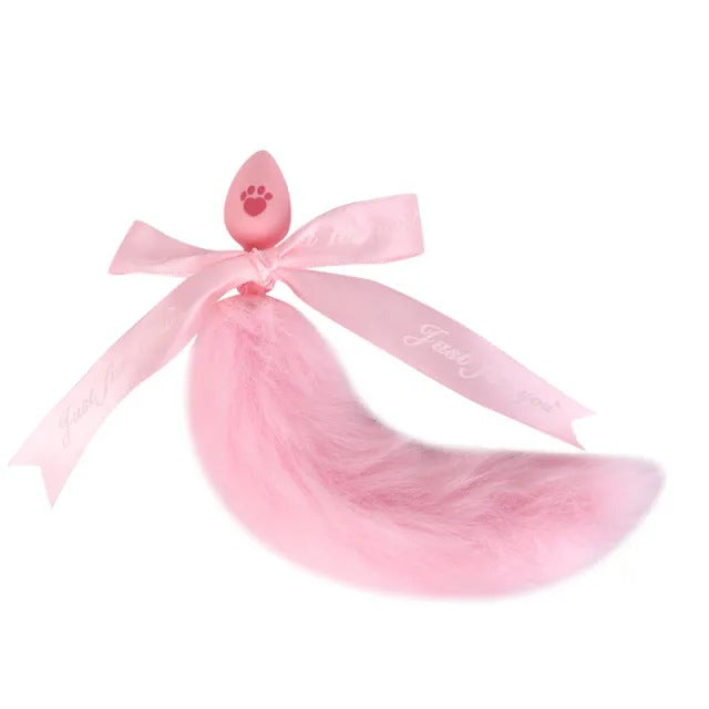 SM Sex Toys Fox Tail Anal Plug Cat Paw Silicone Anal Plug Pink Fur Ball Anal Plug Alternative Adult Products