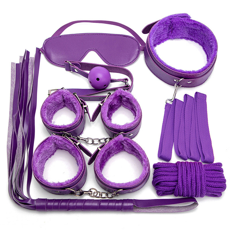 Sexy Plush SM Set Adult Products Couple Training Handcuffs Binding Restraint 7-Piece Set Alternative Sex Toys