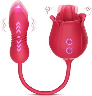 Female Double Vibrator for Young Women Rose Flirting Masturbation Sex Toy Tongue Licking Vibrator