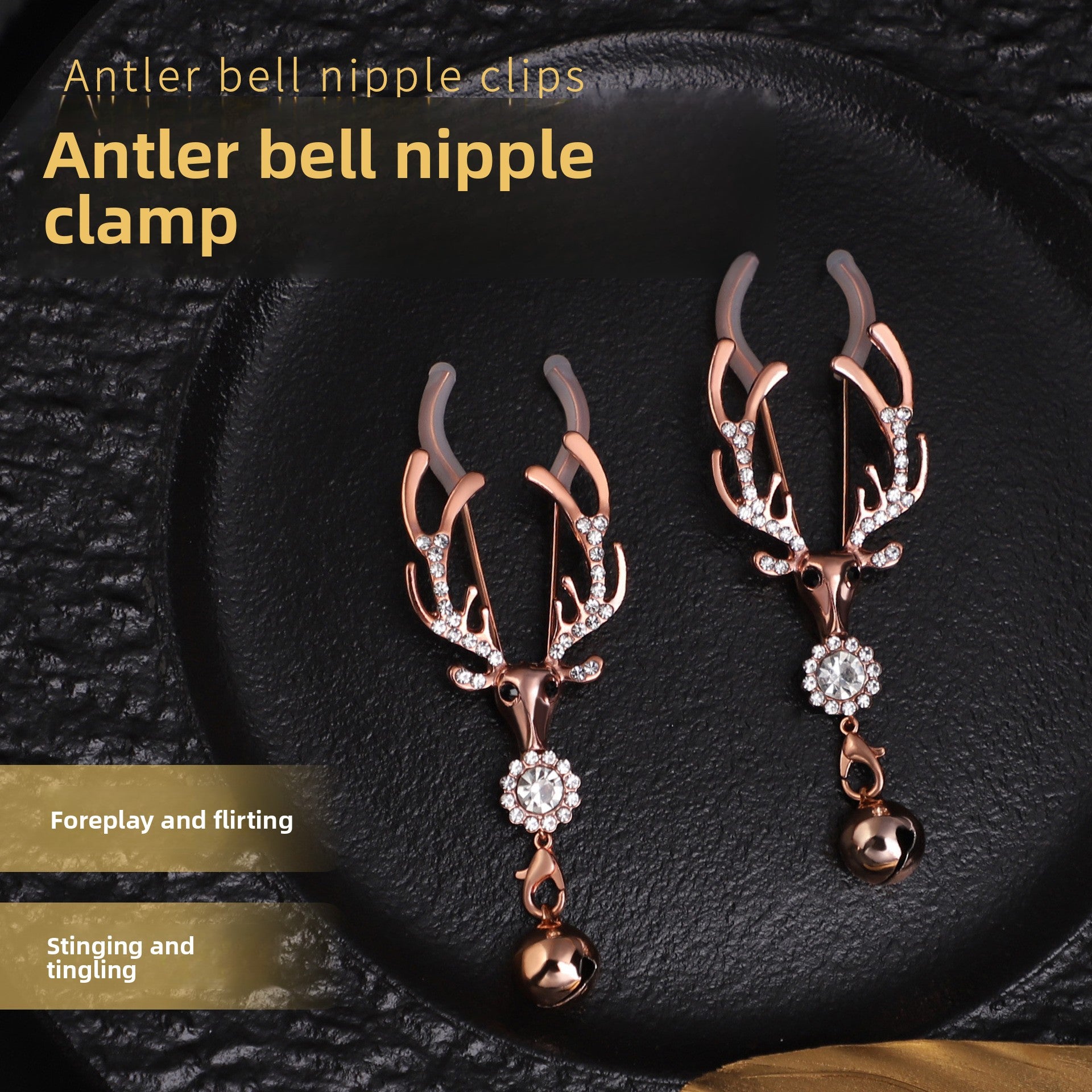 Sexy SM Props Antlers Bells Nipple Clamps Couple Flirting Teasing Nipple Clamps Vagina Clamps Toys
