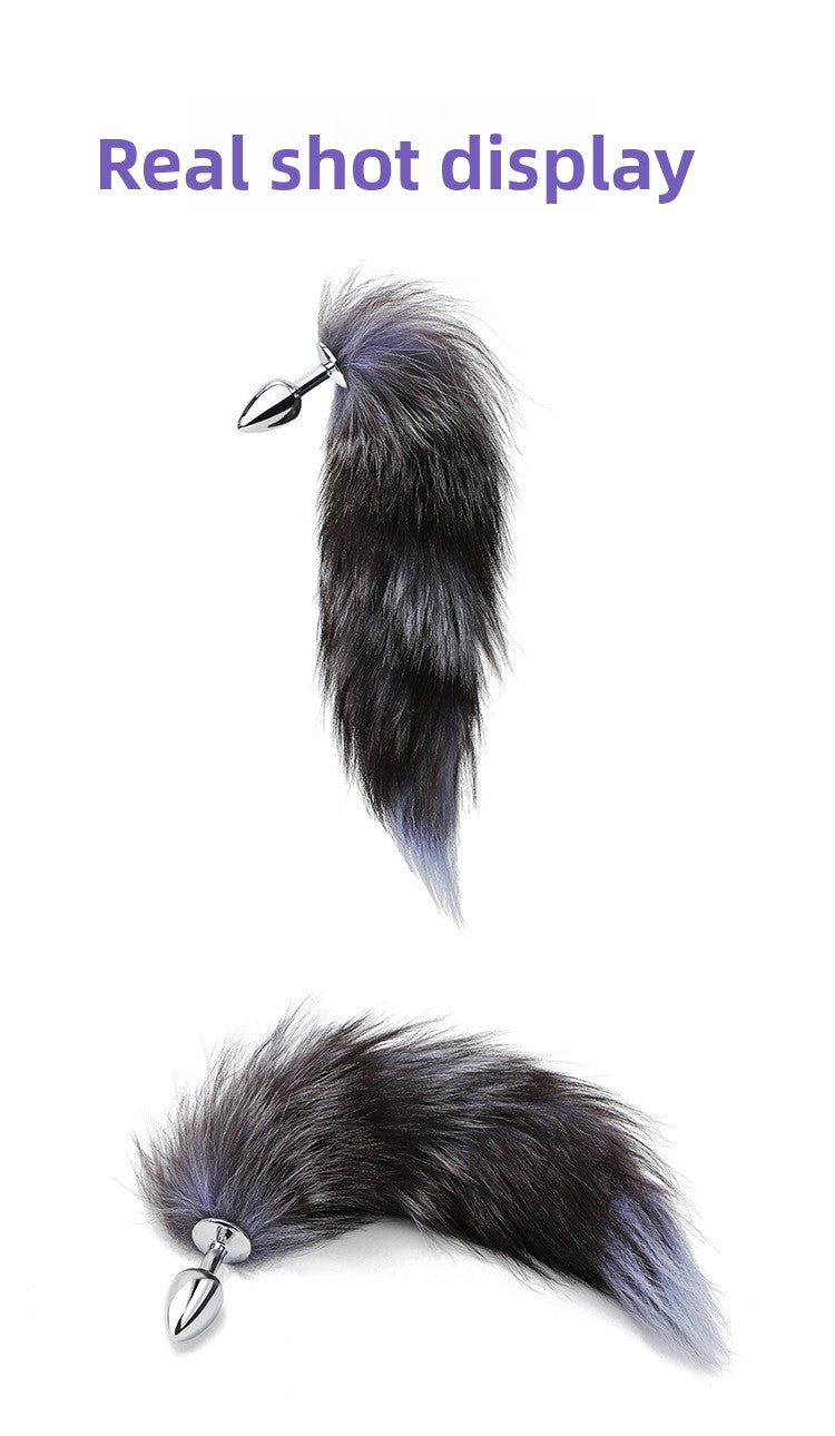Back Court Development SM Props Real Fur Fox Tail Anal Plug Anal Expansion Masturbation Toy Metal Anal Plug Adult Products