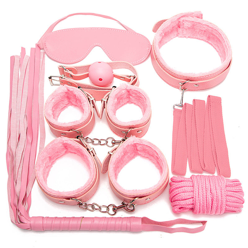 Sexy Plush SM Set Adult Products Couple Training Handcuffs Binding Restraint 7-Piece Set Alternative Sex Toys