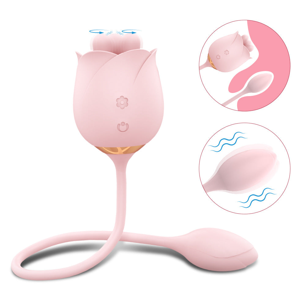 Kneading Double Vibrator Rose Series Adult Toy Telescopic Vibrator Masturbator for Women