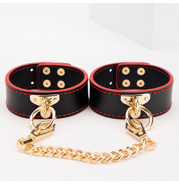 High-end SM Props Genuine Leather Collar Whip Female Slave Training Bondage Tools Mouth Gag Handcuffs