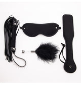 Sm Props Four-Piece Set Black Tease Feather Stick Anal Bead Eyeshade Sexy Whip Adult Supplies