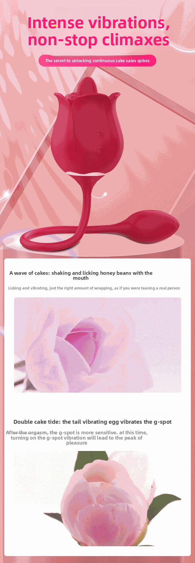 Female Double Vibrator for Young Women Rose Flirting Masturbation Sex Toy Tongue Licking Vibrator