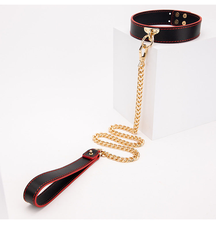High-end SM Props Genuine Leather Collar Whip Female Slave Training Bondage Tools Mouth Gag Handcuffs