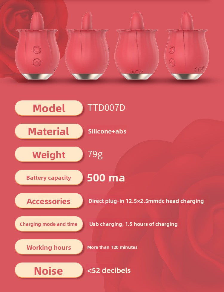 Rose Tongue Licking Vibrator Clitoral Stimulation Nipple Teasing Female Masturbator
