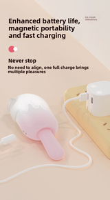Ice Cream Stick Female Masturbator Cute Design Vibrating Suction Patting Multi-Functional Smooth Vibrator Insertion