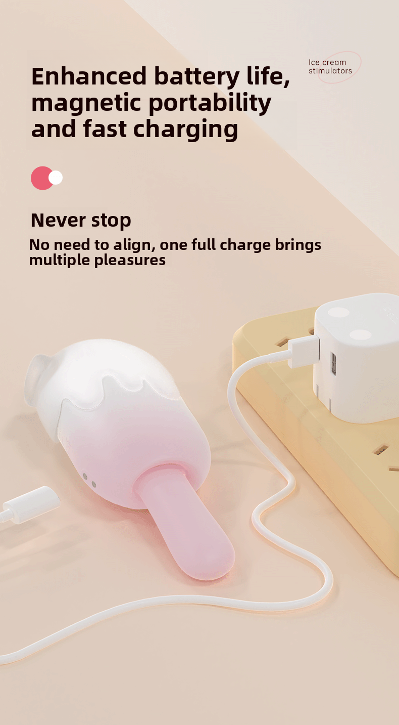 Ice Cream Stick Female Masturbator Cute Design Vibrating Suction Patting Multi-Functional Smooth Vibrator Insertion