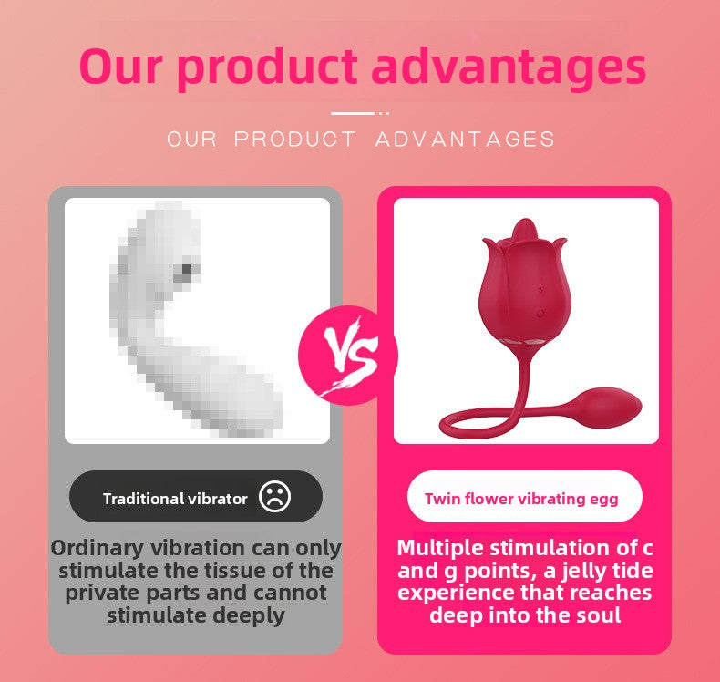 Female Double Vibrator for Young Women Rose Flirting Masturbation Sex Toy Tongue Licking Vibrator