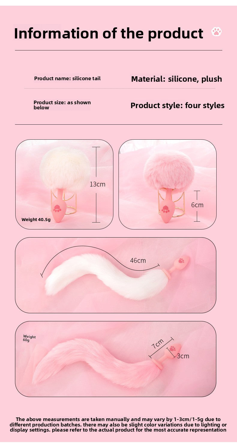 SM Sex Toys Fox Tail Anal Plug Cat Paw Silicone Anal Plug Pink Fur Ball Anal Plug Alternative Adult Products