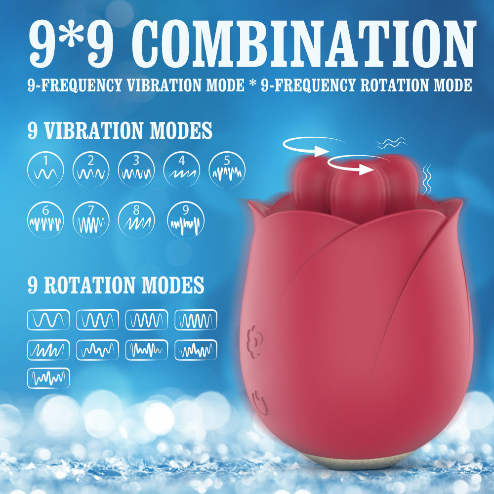 Kneading Double Vibrator Rose Series Adult Toy Telescopic Vibrator Masturbator for Women