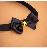 SM Sex Props Polyester Braided Belt Black Bow Bell Collar