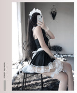 High-End Sexy Lingerie Sexy Maid Costume Maid Uniform Role Play Lace Female Slave Pajamas Hollow Out Fun Set