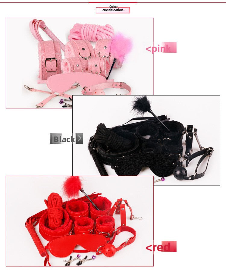 New Sexy Seven-Piece Set Plush Leather Binding Restraint Rope Sex Toys Alternative Couples Flirting Adult Use
