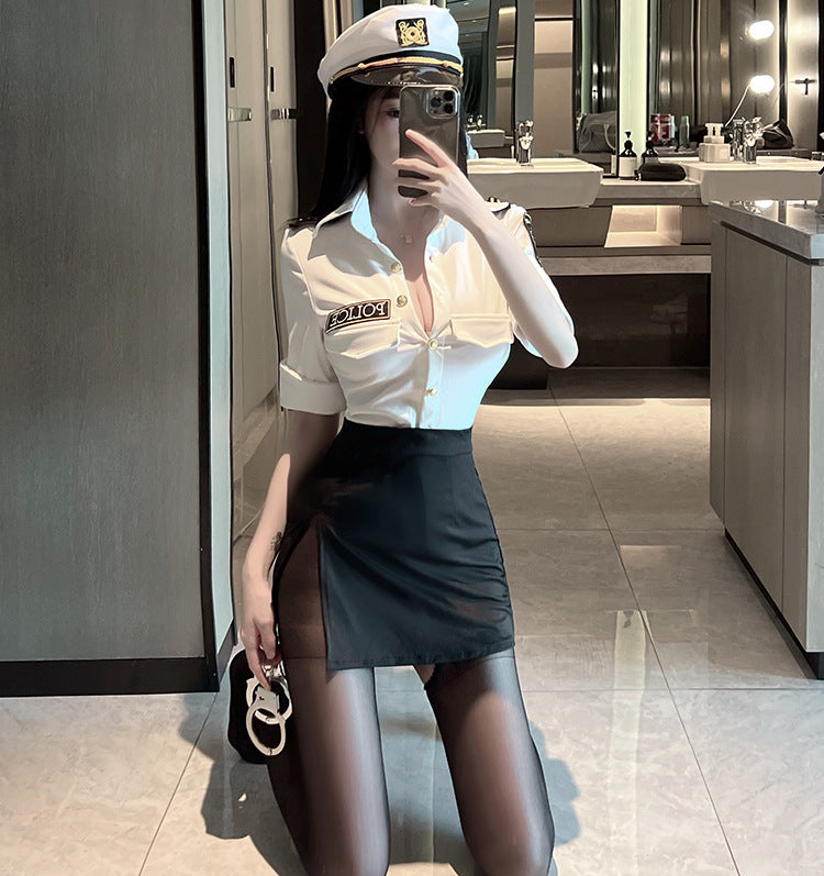 Sexy Erotic Lingerie Policewoman Uniform Temptation Role Play Set Hot Flirting Pajamas Women 5084