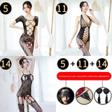 Sexy Lingerie Open Crotch Passion Set Transparent Temptation Sexy Stockings One-piece Fishnet Uniform
