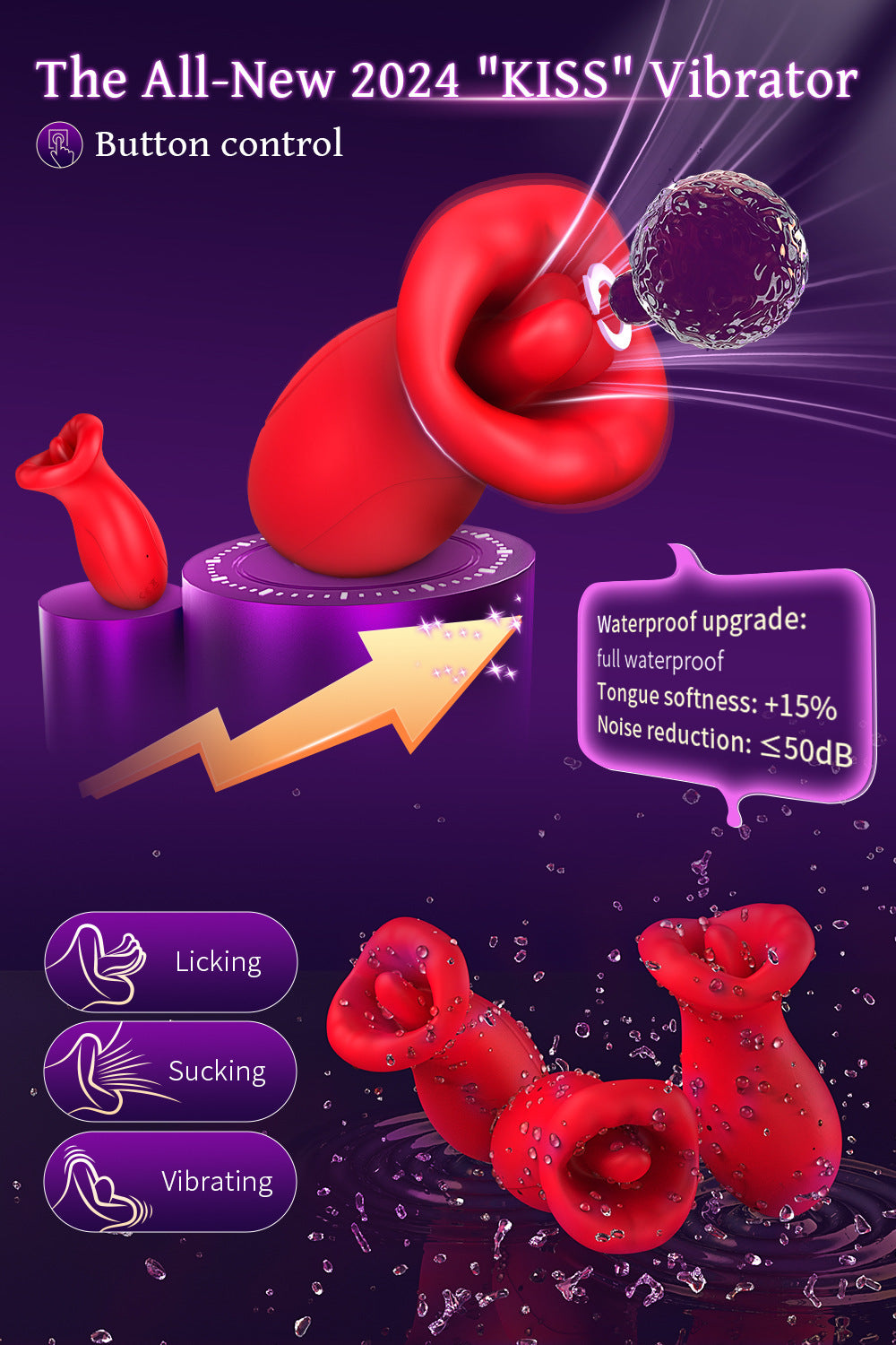 New female masturbator tongue licking and sucking breast clitoris vibrator adult sex toy