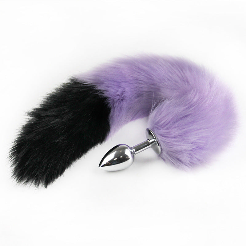 Color Block Fox Tail Anal Plug for Women Back Court Development Erotic Anal Plug SM Props Metal Anal Plug Adult Products