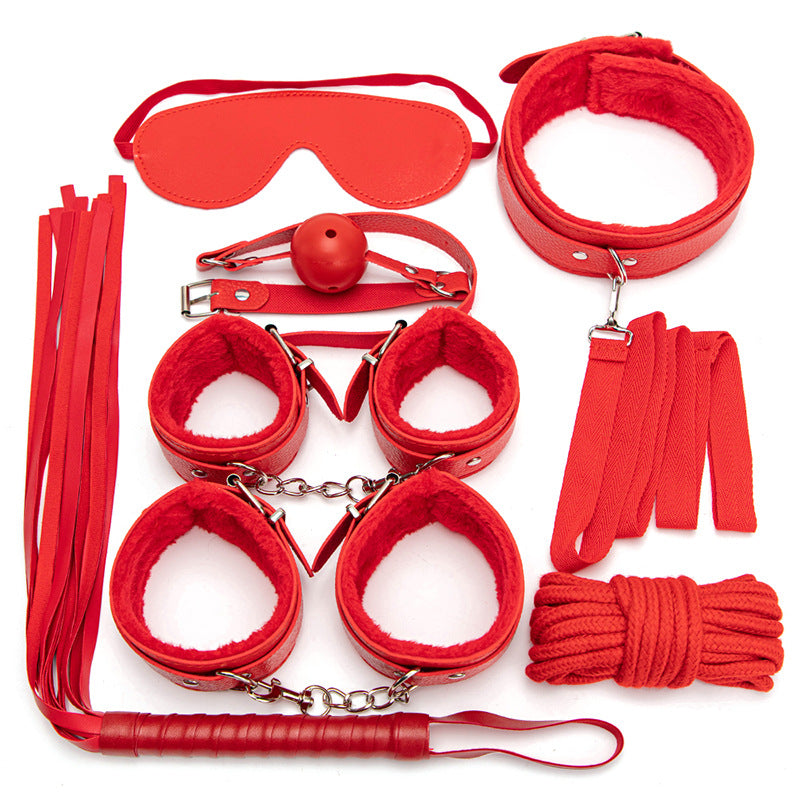 Sexy Plush SM Set Adult Products Couple Training Handcuffs Binding Restraint 7-Piece Set Alternative Sex Toys
